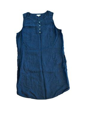 J. Jill Love Linen 100% Linen Navy Sleeveless Mini Dress Size Large